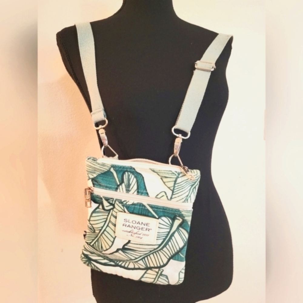 Cute Green & White Crossbody Bag W/Leaf‎ Design - Worn 1x